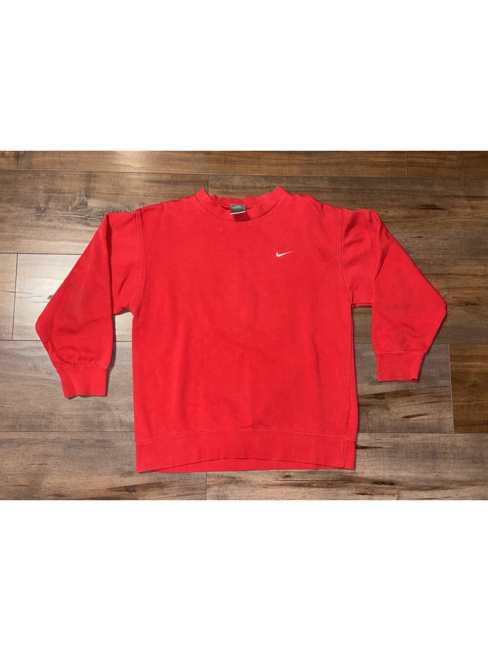 VTG Nike 90s Y2K Crewneck Sweatshirt Swoosh Logo Red Men’s Size L Made In USA